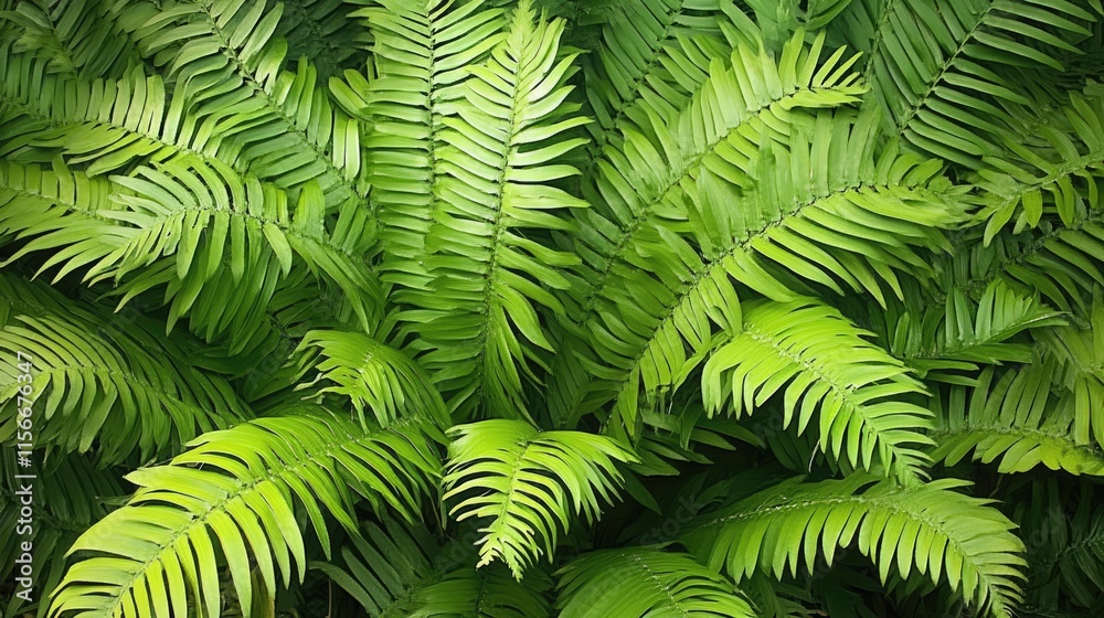 Lush tropical fern palm foliage creating a vibrant green background perfect for nature-themed designs and organic lifestyle visuals Lush tropical fern palm foliage creating a vibrant green background perfect for nature-themed designs and organic lifestyle visuals