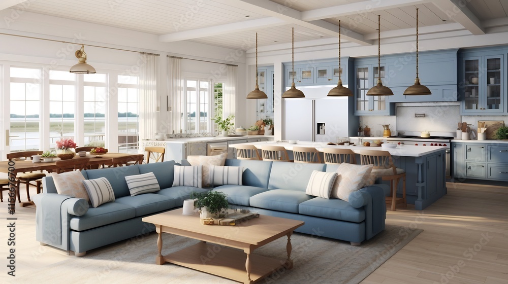 Spacious and Elegant Modern Kitchen Design with Central Island Pendant Lighting and Cozy Seating Area for Comfortable Cooking and Entertaining Spacious and Elegant Modern Kitchen Design with Central Island Pendant Lighting and Cozy Seating Area for Comfortable Cooking and Entertaining