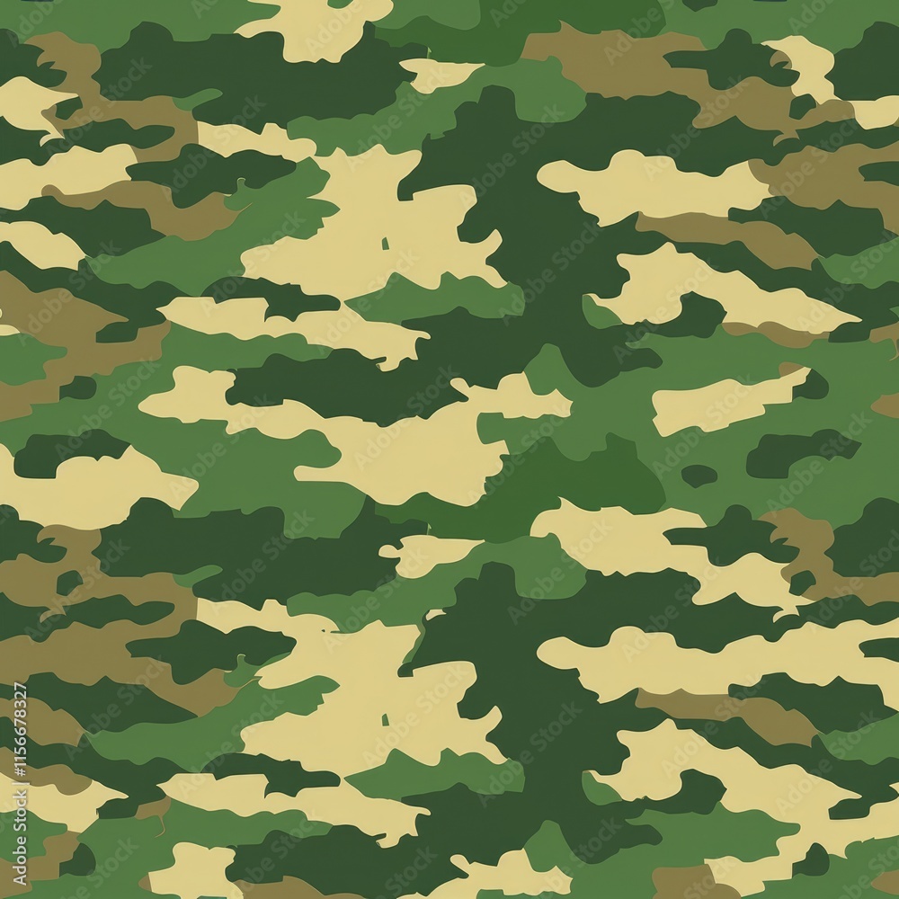 Fototapeta premium A camouflage pattern featuring various shades of green and beige for concealment purposes.