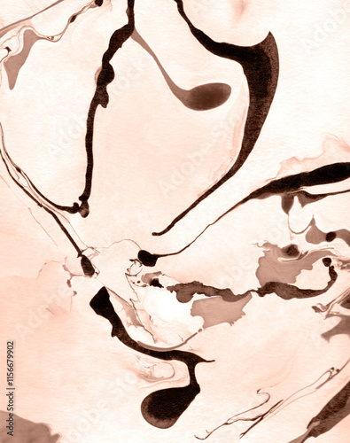 The texture of marble. Abstract background, made in the technique of fluid art. Demonstrating the colors of 2025 - Mocha Mousse