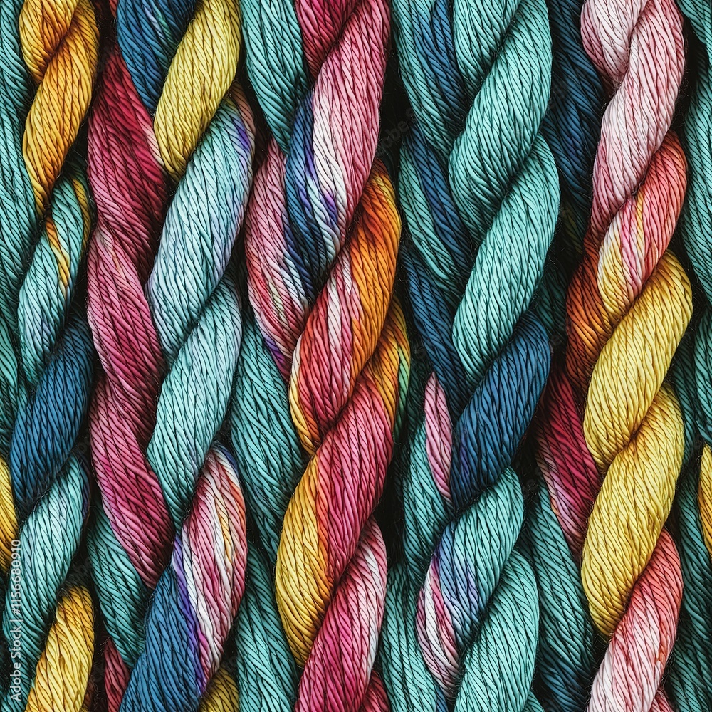 Colorful Twisted Wool Yarn Fabric Seamless Pattern Texture Colorful Twisted Wool Yarn Fabric Seamless Pattern Texture