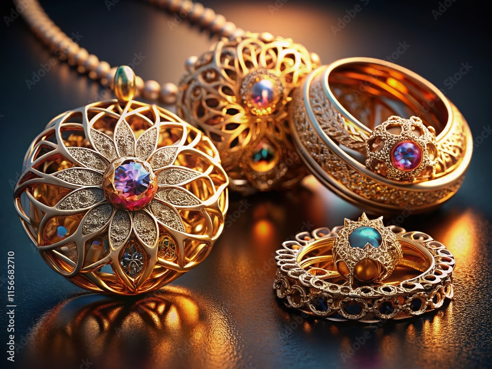 Fototapeta premium Luxury 3D-printed jewelry & accessories. High-end design.