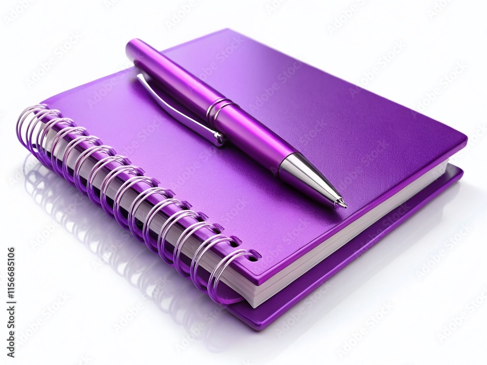 Purple Notebook and Pen - High-Resolution Image Purple Notebook and Pen - High-Resolution Image