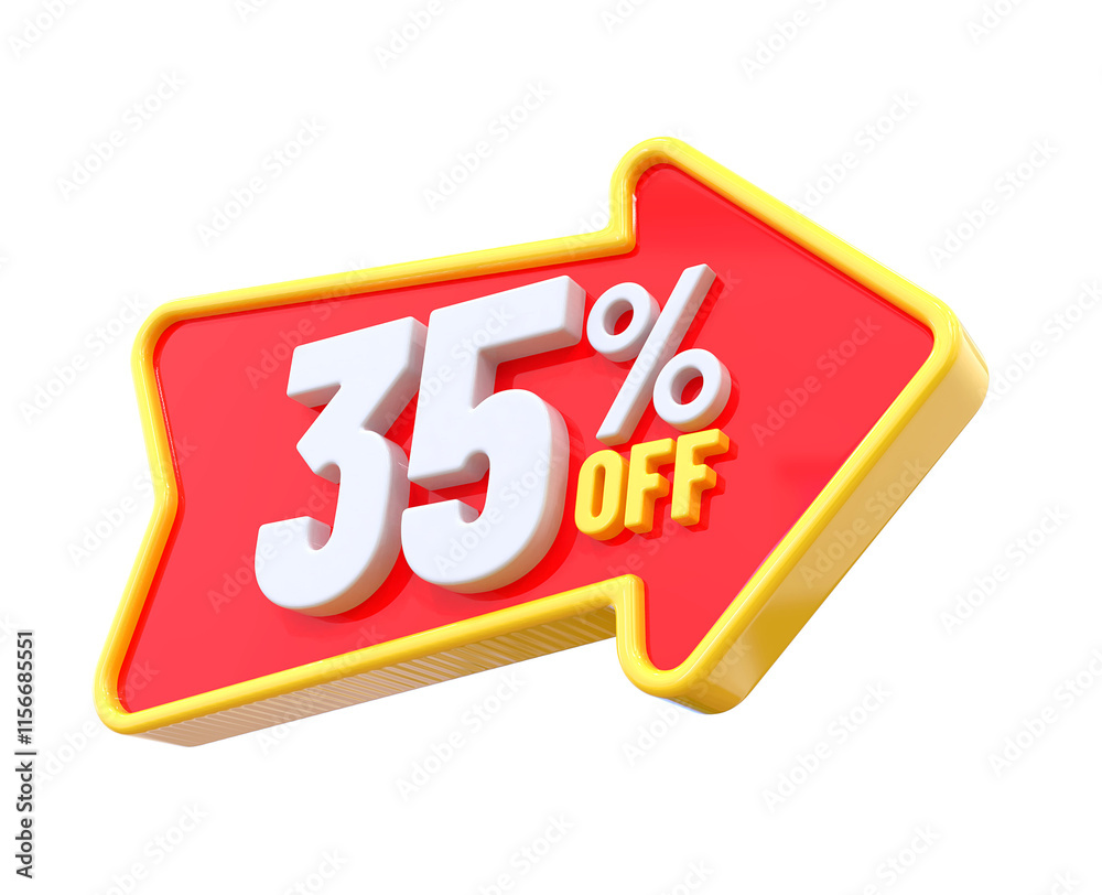 35 Percent Offer Label in 3d 35 Percent Offer Label in 3d