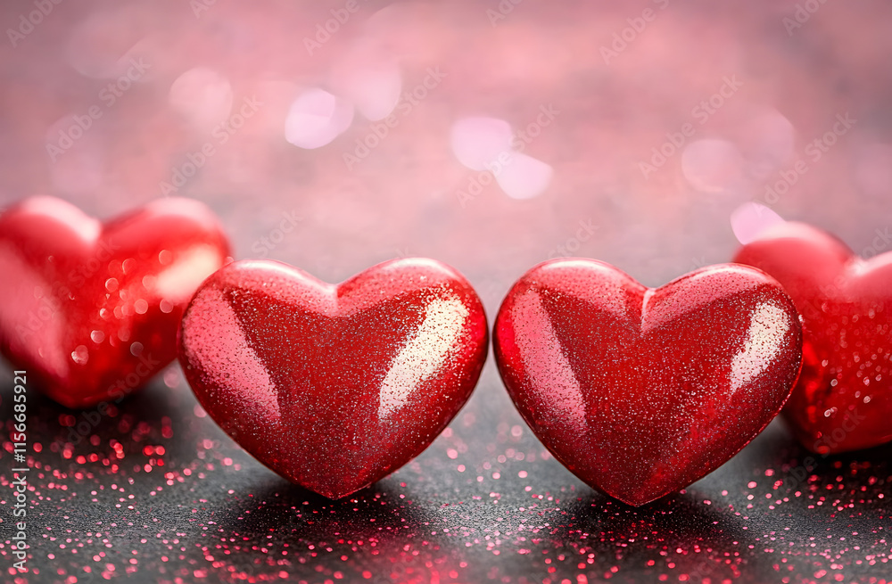 Obraz premium red Heart shapes for valentines day background