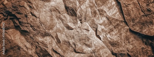 Stone wall. Light brown rock texture. Stone grunge backdrop. Rocky texture background with copy space for design. Web banner. Wide. Panoramic.