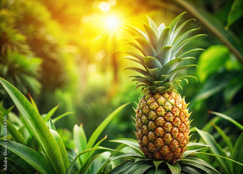 Tropical Pineapple on Lush Tree - Vibrant Fruit Photography Tropical Pineapple on Lush Tree - Vibrant Fruit Photography