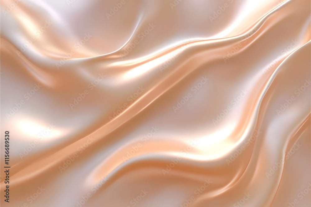 Fototapeta premium Exquisite peach colour material with smooth wavy texture 