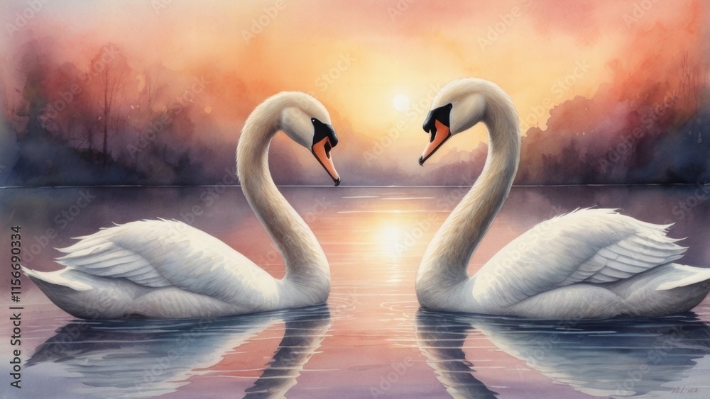 two lovely swans formin heart two lovely swans formin heart