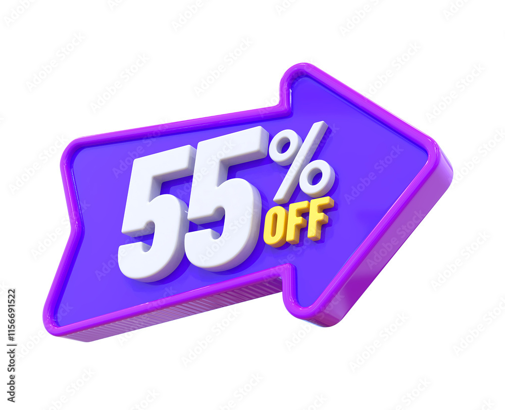 55 Percent Offer Label in 3d 55 Percent Offer Label in 3d