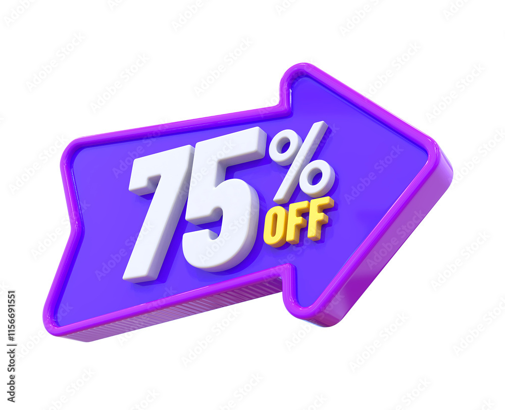 75 Percent Offer Label in 3d 75 Percent Offer Label in 3d