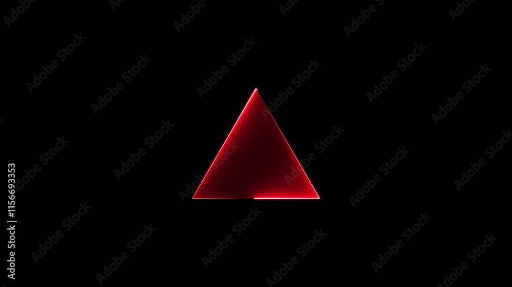 frame in the shape of a triangle, light neon glow, energy, smoke, footage portal Abstract technology triangle from animated particle dots.