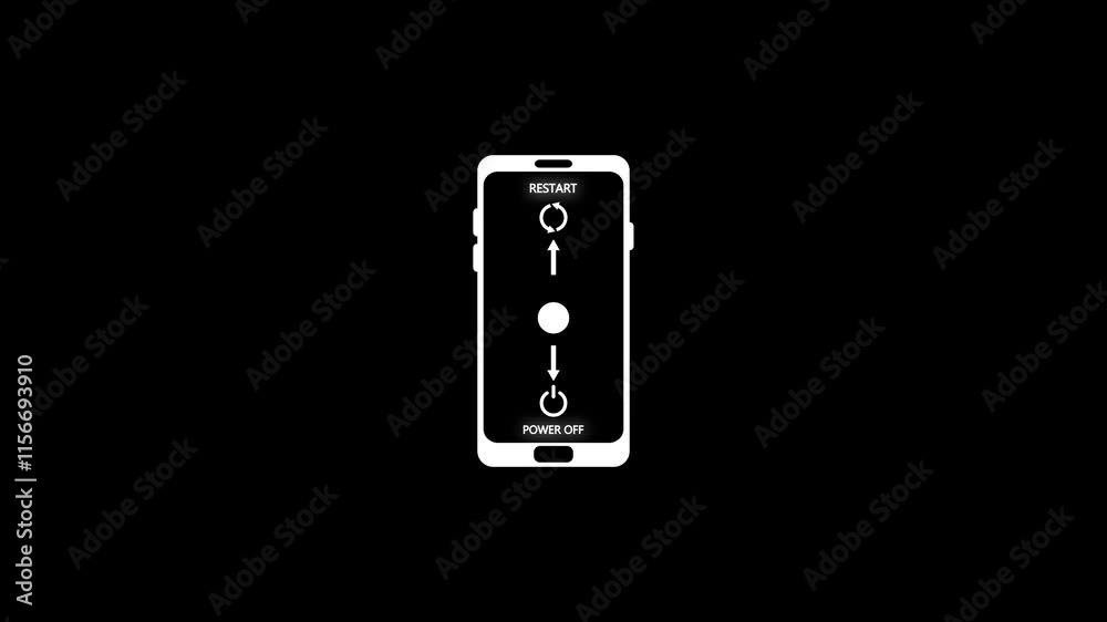 Concept of smart phone and computer power off and restart. power off and restart settings animation.