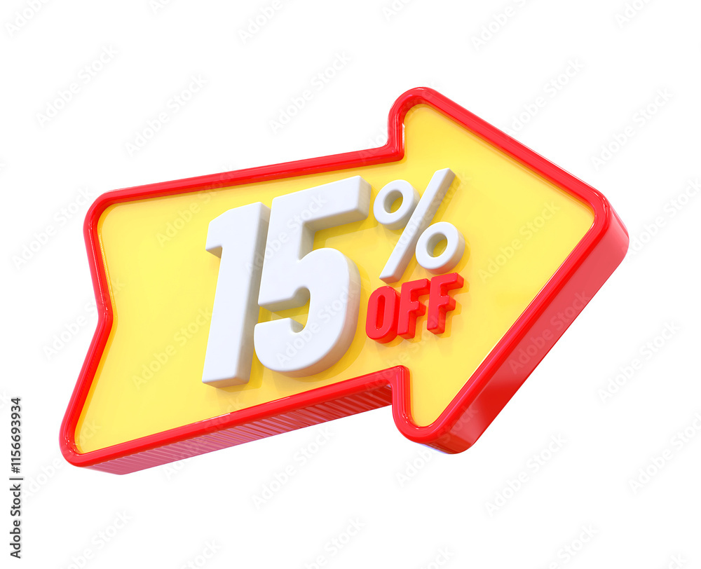 15 Percent Offer Label in 3d 15 Percent Offer Label in 3d