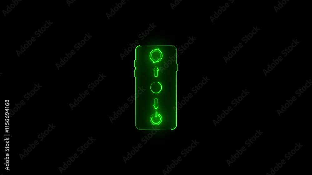 Neon line Concept of smart phone and computer power off and restart. power off and restart settings animation.