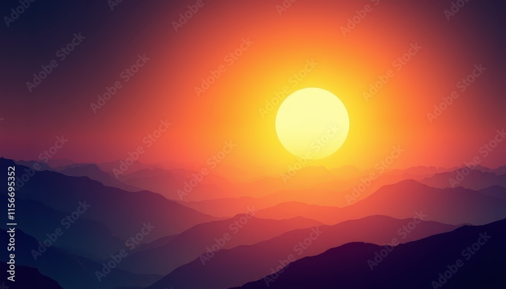 Obraz premium Sunset Over Silhouetted Mountain Ranges