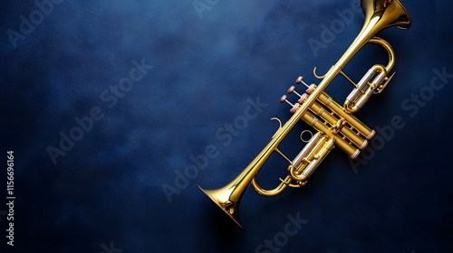 Golden Trumpet on a Dark Blue Background