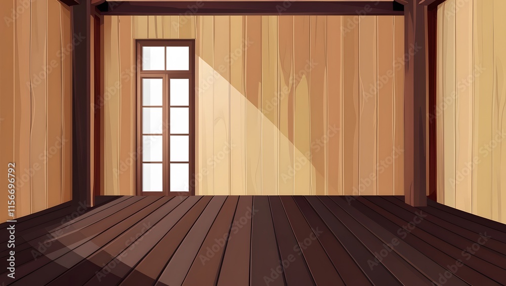 Fototapeta premium Empty Wooden Room - Rustic Interior Background