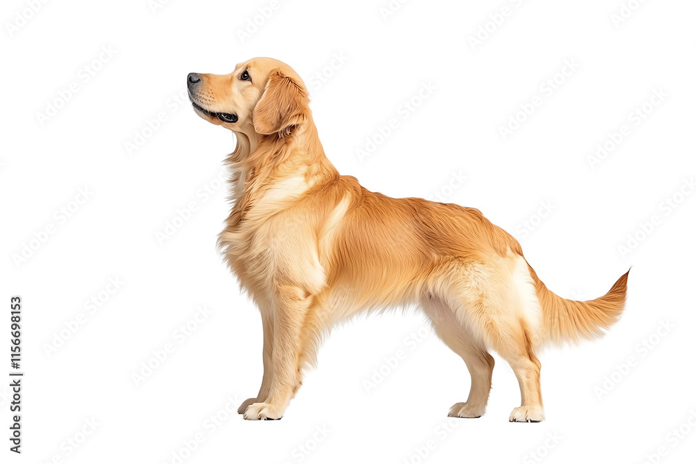 A golden retriever stands elegantly, showcasing its beautiful coat and confident posture. A golden retriever stands elegantly, showcasing its beautiful coat and confident posture.