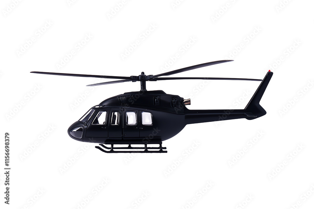 A sleek, modern helicopter with a dark exterior and prominent rotor blades, designed for versatile aerial operations. A sleek, modern helicopter with a dark exterior and prominent rotor blades, designed for versatile aerial operations.