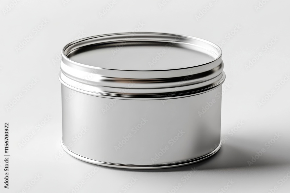 A sleek, cylindrical metal container, perfect for storing various items. Ideal for cosmetics, tea, coffee, or other products. Blank label for customization. A sleek, cylindrical metal container, perfect for storing various items. Ideal for cosmetics, tea, coffee, or other products. Blank label for customization.