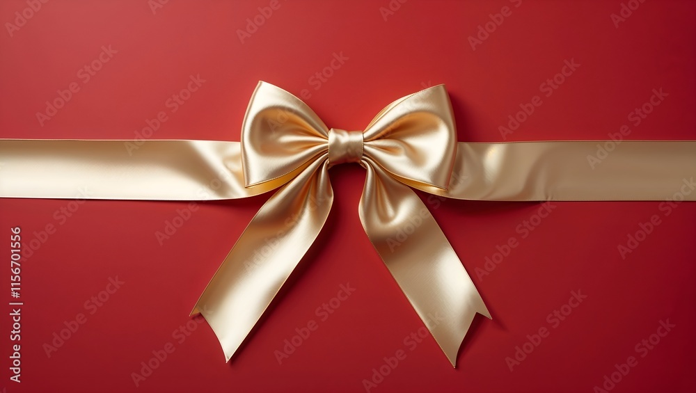 luxury golden bow in a red background, gift pack ribbon luxury golden bow in a red background, gift pack ribbon