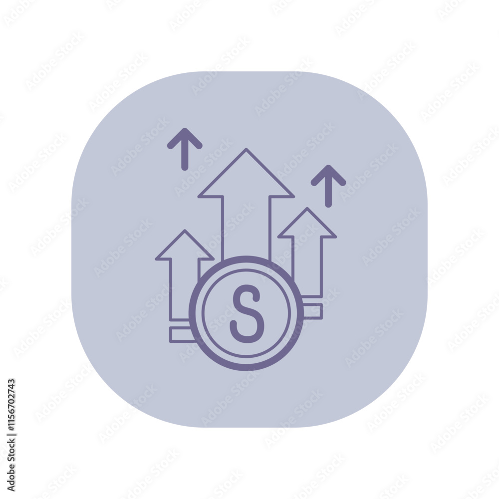 Currency rate increase line icon. Dollar, arrows up outline sign. International business and finance concept. Vector illustration, symbol element for web design and apps Currency rate increase line icon. Dollar, arrows up outline sign. International business and finance concept. Vector illustration, symbol element for web design and apps