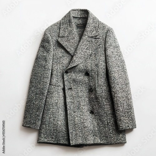 Men's Double-Breasted Herringbone Tweed Coat: Classic Style