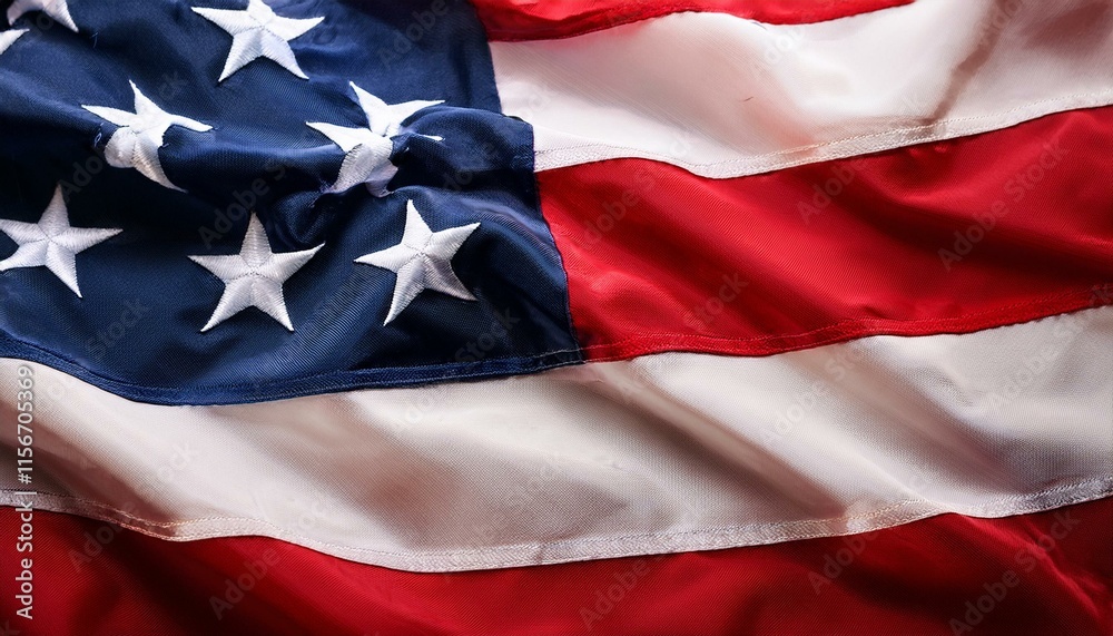 A close up of the US flag waving in the wind for Memorial Day or 4th of July A close up of the US flag waving in the wind for Memorial Day or 4th of July