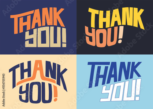 Thank You Illustrative lettering compilation set.  Vector Lettering design illustration for web, t-shirt design, other graphic design use