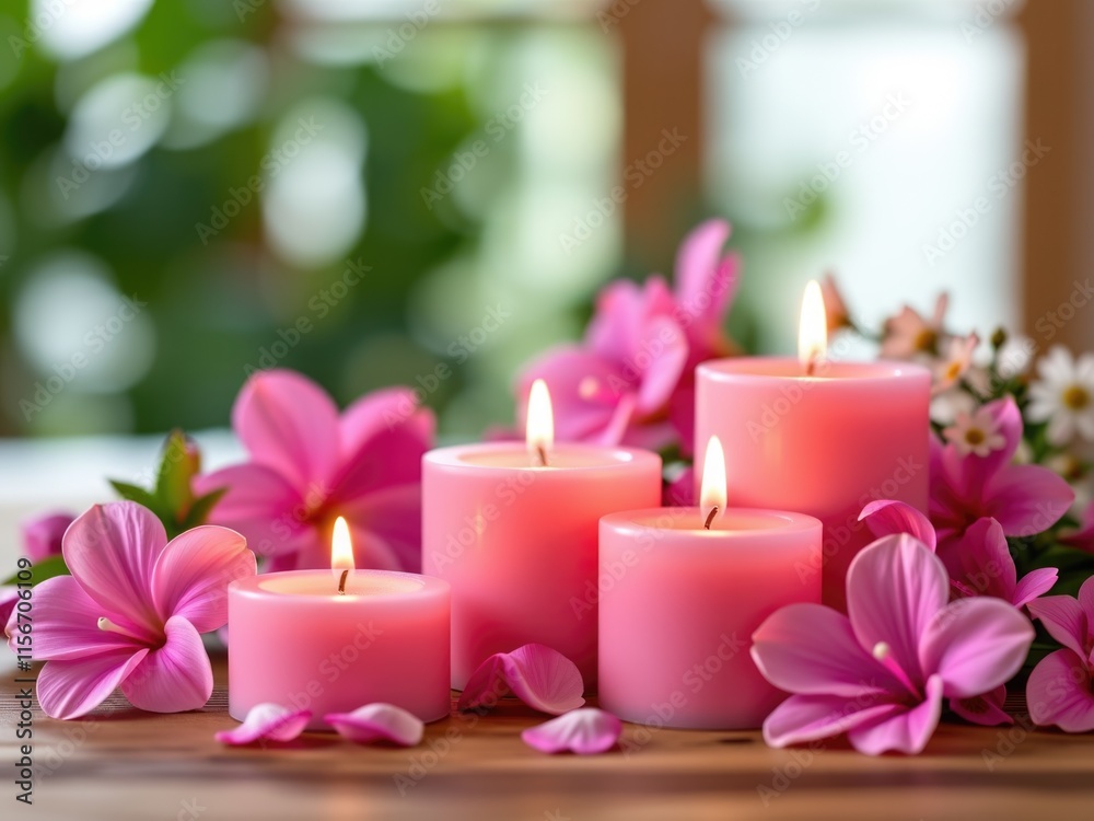 Pink Candles Flowers Spa Relaxation Serenity Wellness Tranquility Peace Zen Aromatherapy Beauty Pink Candles Flowers Spa Relaxation Serenity Wellness Tranquility Peace Zen Aromatherapy Beauty