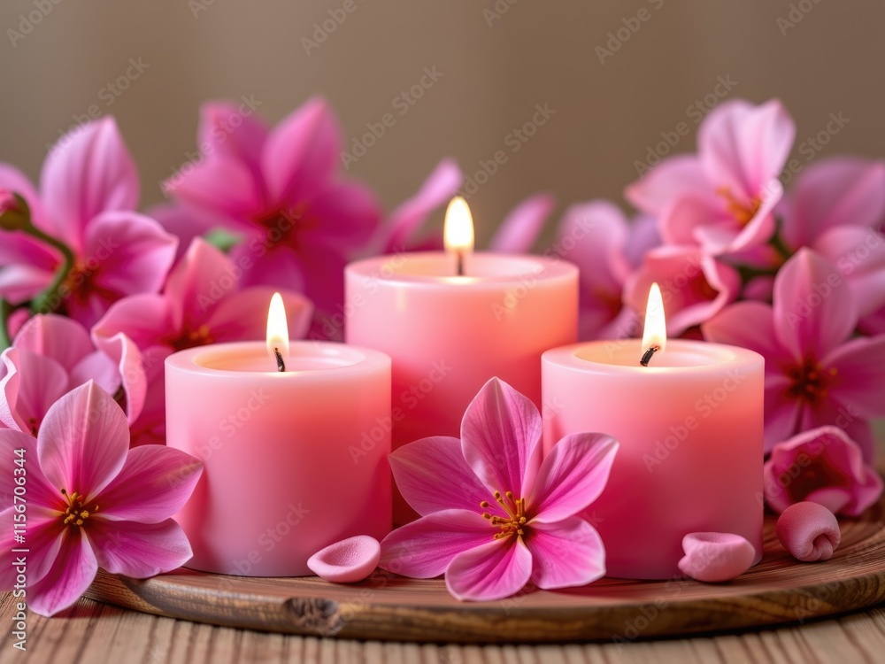 Pink Candles Flowers Spa Relaxation Serenity Wellness Aromatherapy Tranquility Peace Romantic Calm Pink Candles Flowers Spa Relaxation Serenity Wellness Aromatherapy Tranquility Peace Romantic Calm