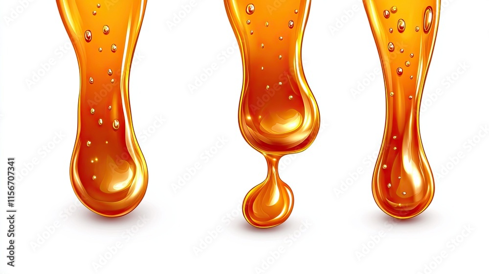Transparent png of dripping drops of melted caramel sauce isolated on a white background Transparent png of dripping drops of melted caramel sauce isolated on a white background