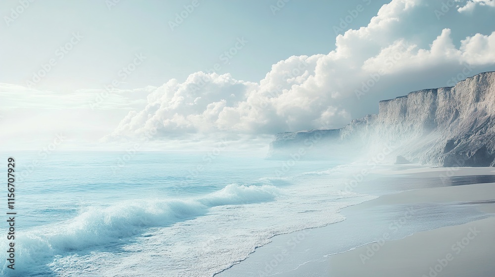 Serene Seascape: Coastal Cliffs and Azure Ocean Serene Seascape: Coastal Cliffs and Azure Ocean
