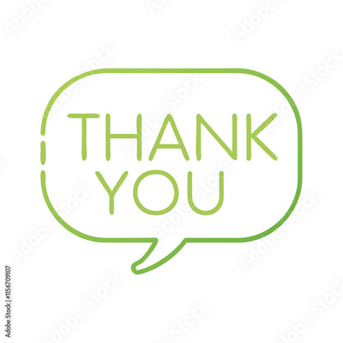 Outline speech bubble icon with "Thank you!" message in green color