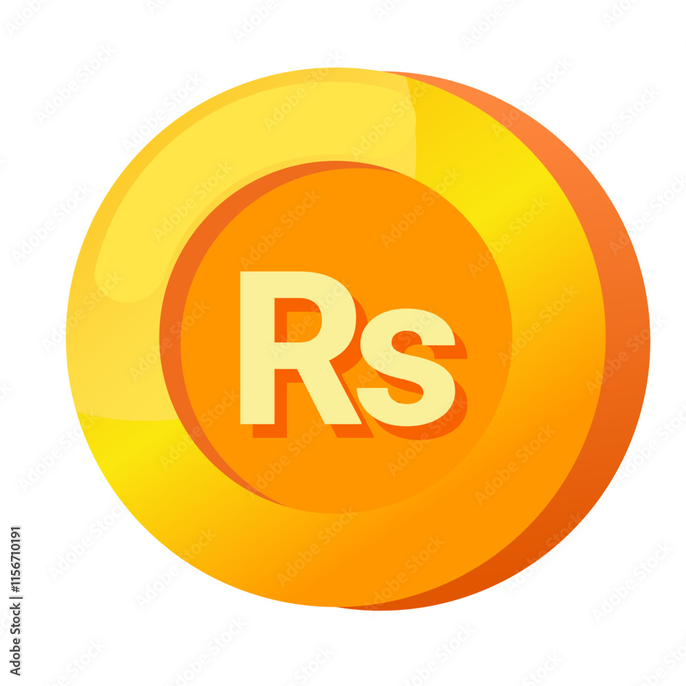 Pakistani Rupee (PKR) sign icon gold gradient 3D vector illustration coin currency money Pakistani Rupee (PKR) sign icon gold gradient 3D vector illustration coin currency money