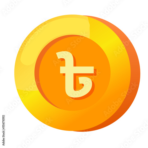 Bangladeshi Taka BDT sign icon gold gradient 3D vector illustration coin currency money