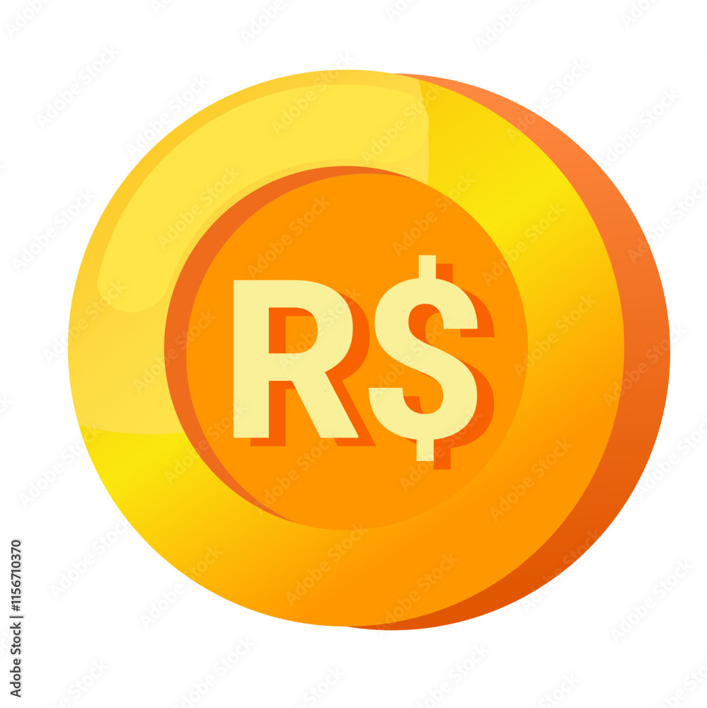 Brazilian Real BRL sign icon gold gradient 3D vector illustration coin currency money Brazilian Real BRL sign icon gold gradient 3D vector illustration coin currency money