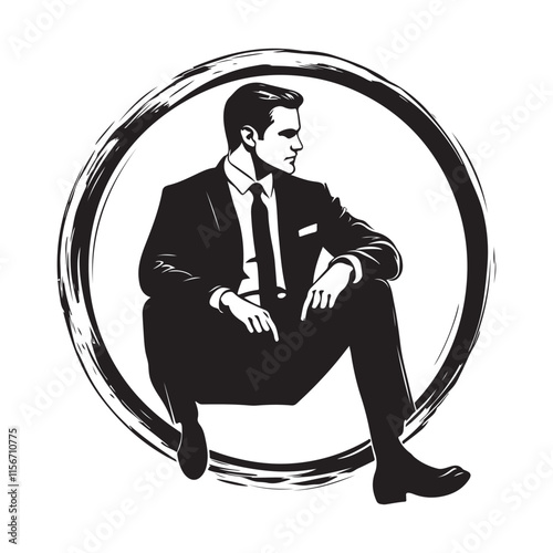 Stylish Executive in Formal Wear with a Charismatic Pose image vector isolated on white background.
