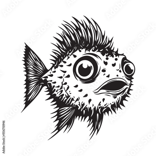 Puffer Fish Vectors and Illustrations isolated on white background.