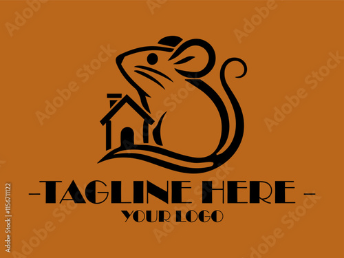 Mouse near house, House mouse vektor and background and business name. Perfect for real estate or property management marketing materials and advertisements