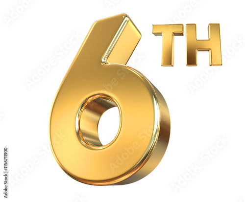 6 Year Anniversary Gold Number   