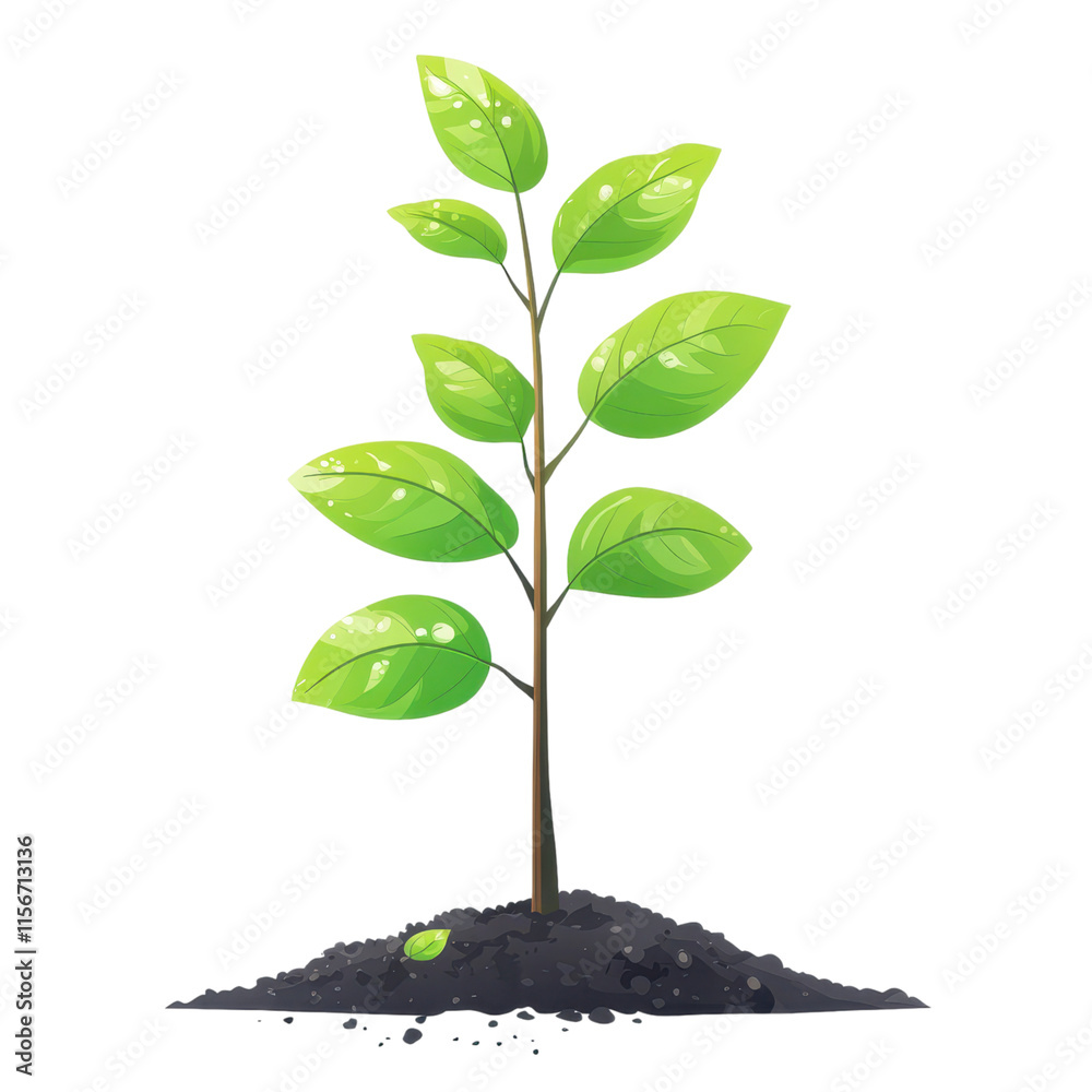 Young Green Plant Sprout Growing in Soil Nature Ecology Young Green Plant Sprout Growing in Soil Nature Ecology