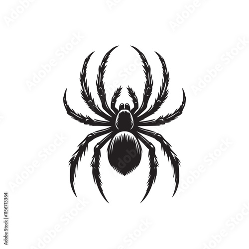 Black Color Spider silhouette design Vector Illustration, Solid White Background 4.eps