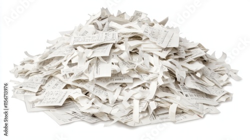 Pile of Crumpled Receipts on a White Background