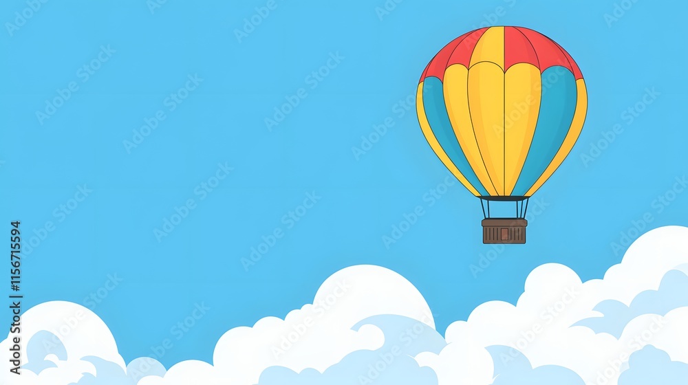 Fototapeta premium Colorful Hot Air Balloon Soaring Above Fluffy Clouds