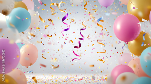 Wallpaper Mural Colorful balloons and confetti create festive atmosphere for celebrations Torontodigital.ca