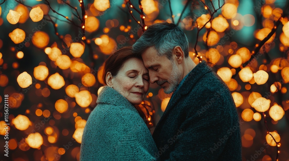 Serene Elderly Couple in a Warm Glow Setting Serene Elderly Couple in a Warm Glow Setting