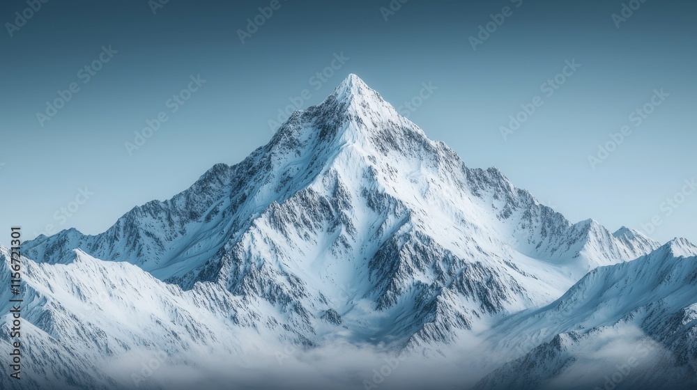 Majestic Snow Capped Mountain Peak Surrounded Breathtaking Landscape Majestic Snow Capped Mountain Peak Surrounded Breathtaking Landscape