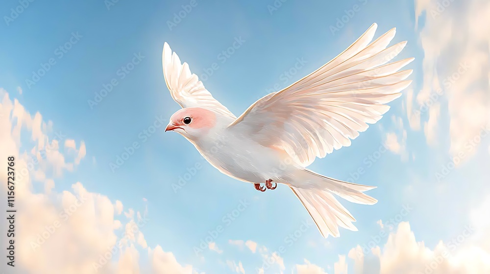 Fototapeta premium Graceful watercolor animal bird soaring in sky nature illustration dreamy atmosphere